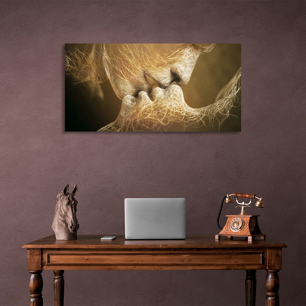 For the bedroom Kiss gold Canvas Wall Art Print