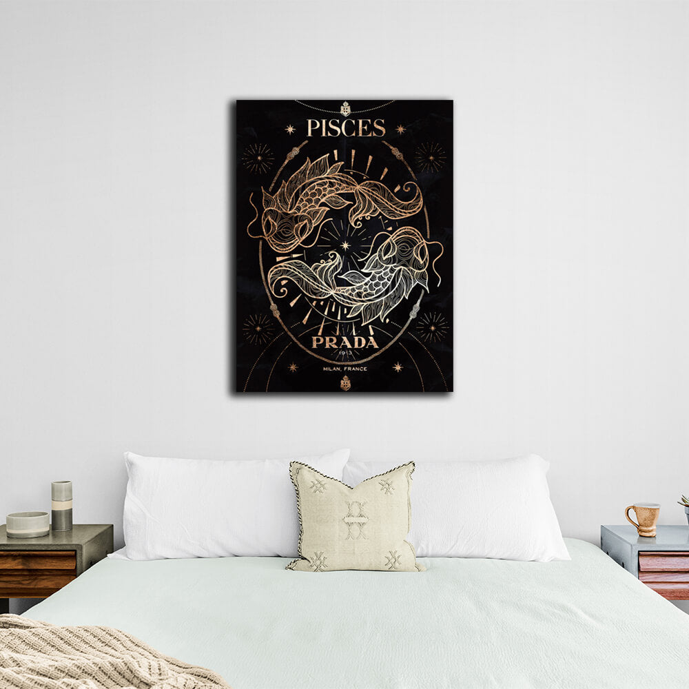 With the zodiac sign Pisces Canvas Wall Art Print