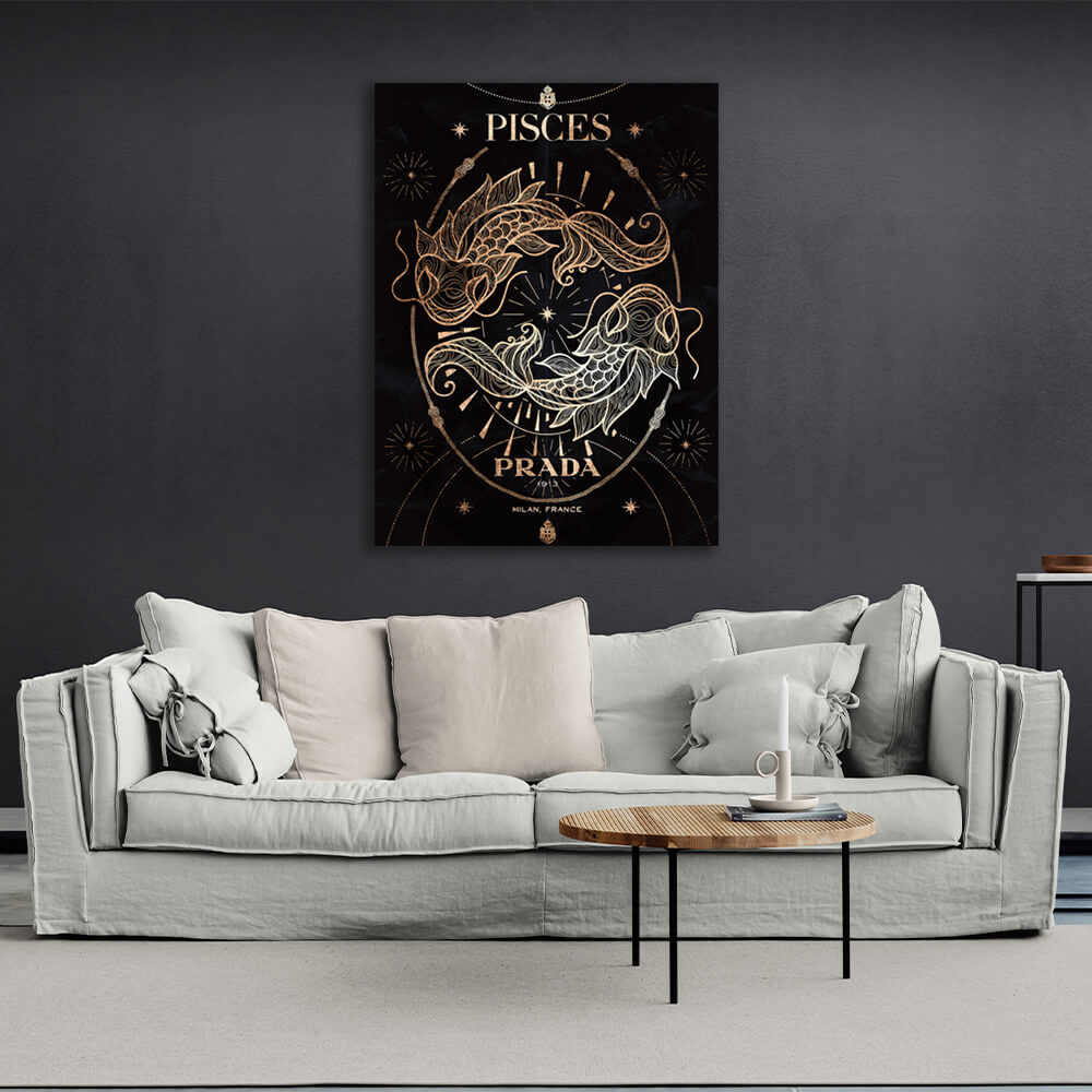 With the zodiac sign Pisces Canvas Wall Art Print