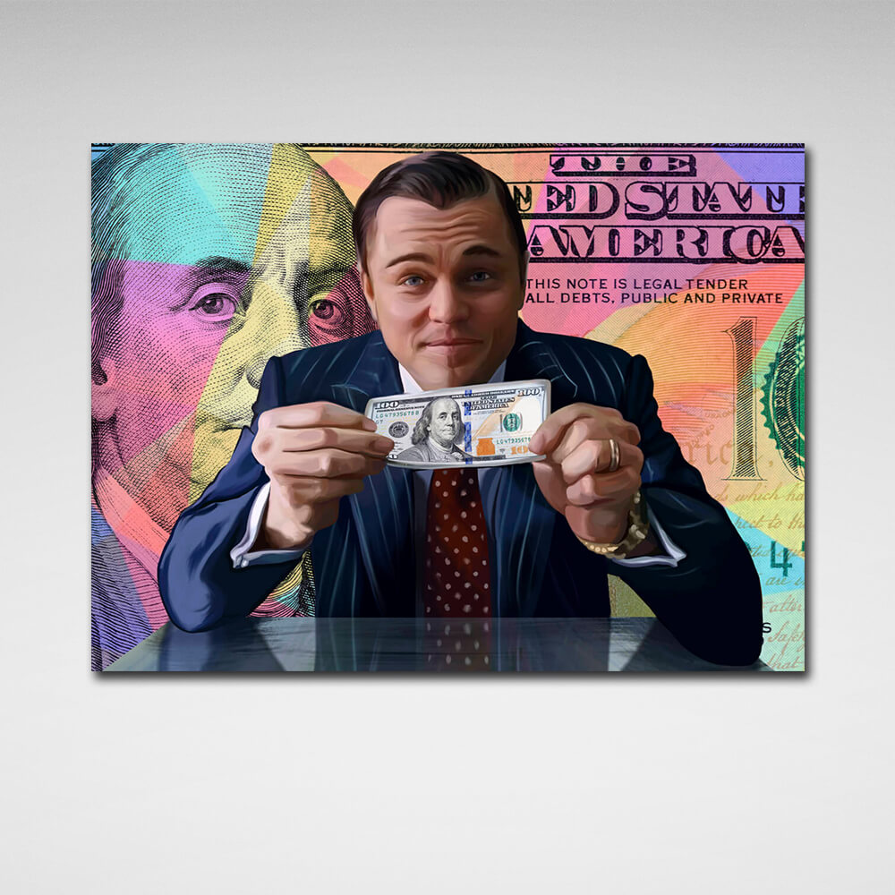 Inspirierender Kunstdruck auf Leinwand „The Wolf of Wall Street“