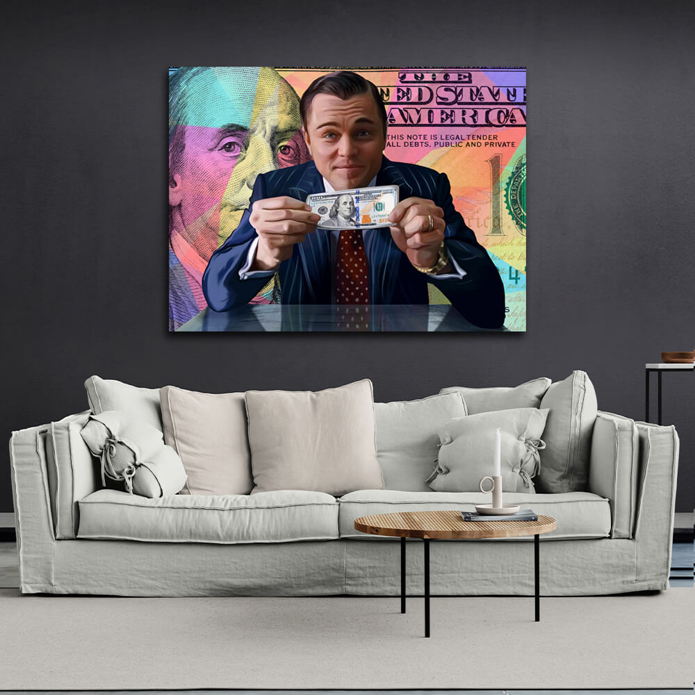 Inspirierender Kunstdruck auf Leinwand „The Wolf of Wall Street“