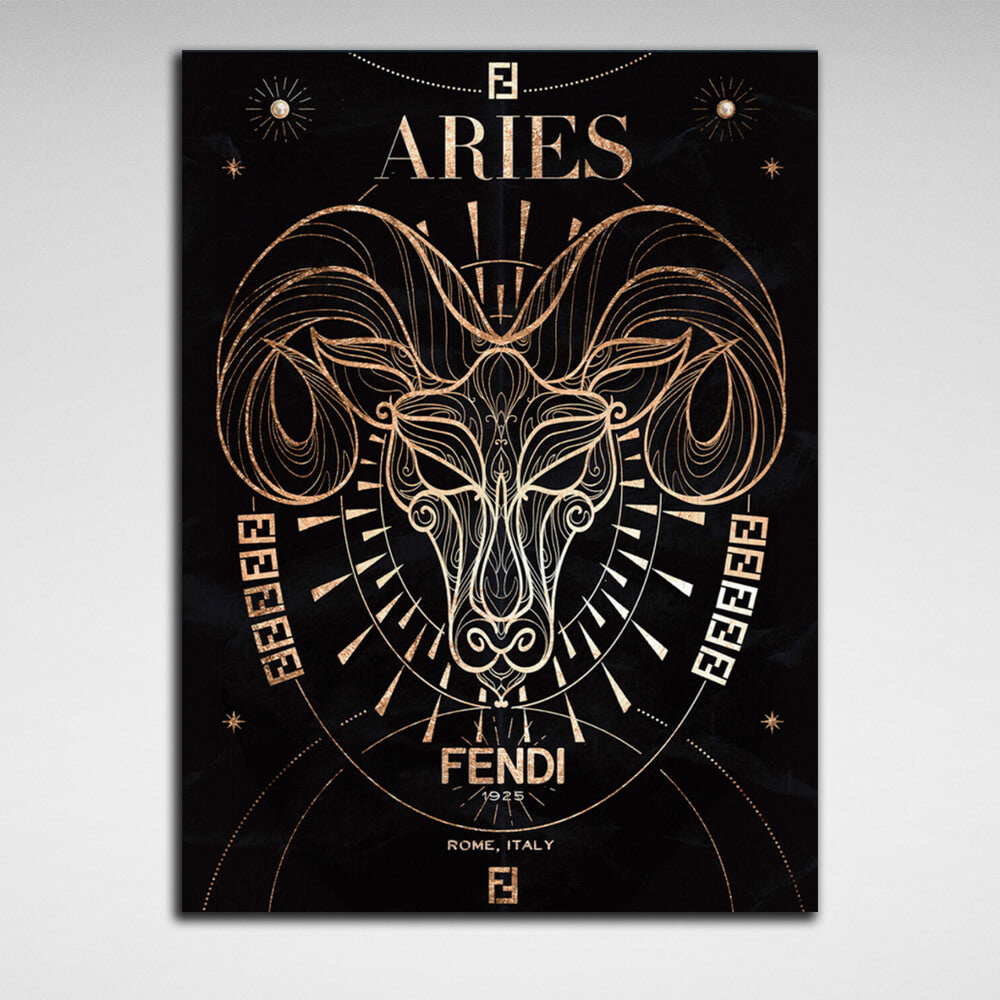 With the zodiac sign Aries Canvas Wall Art Print