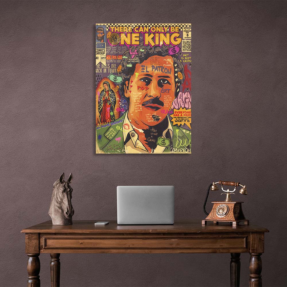 Pop-Art-Kunstdruck auf Leinwand, Motiv: Pablo Escobar