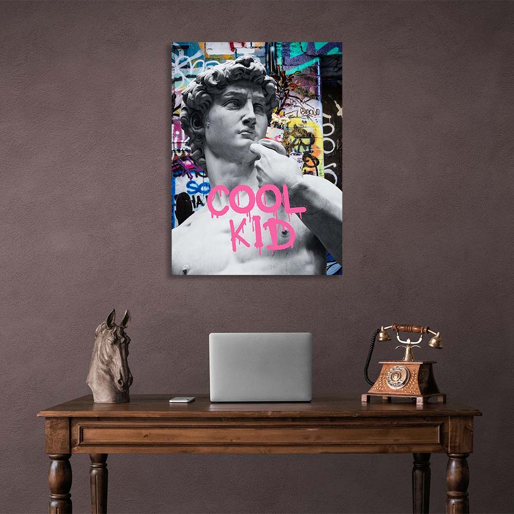 Kunstdruck auf Leinwand, Statue von David Cool Kid