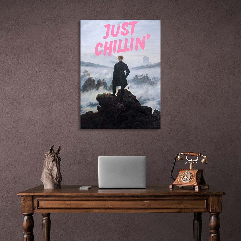 Canvas Wall Art Print Wanderer over the sea of fog. Just chilling