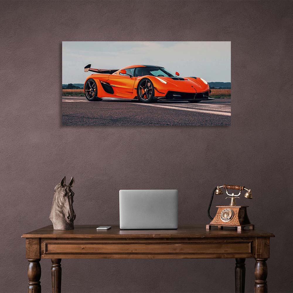 Leinwandbild, Wandbild, Auto, Koenigsegg Jesko, orange