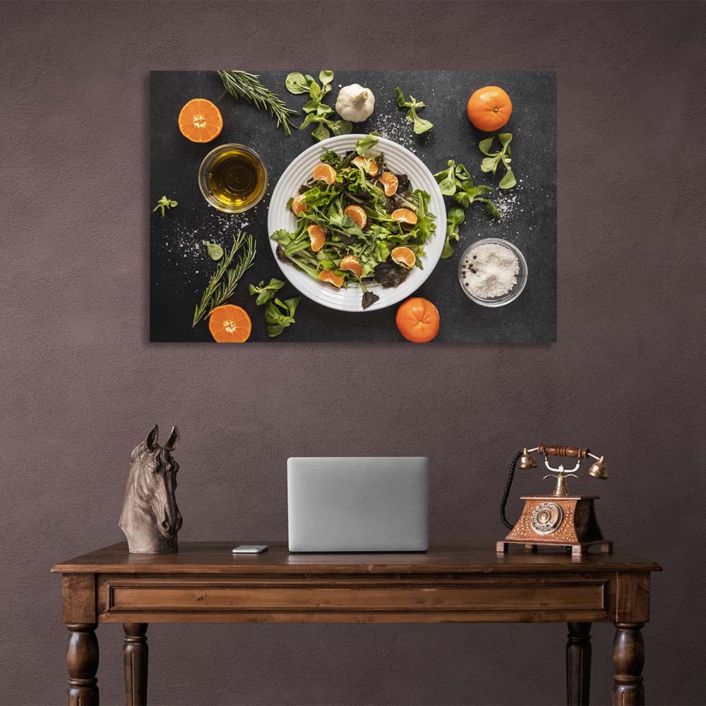 Für die Küche Mandarinensalat Leinwand Wand Kunstdruck für Küche