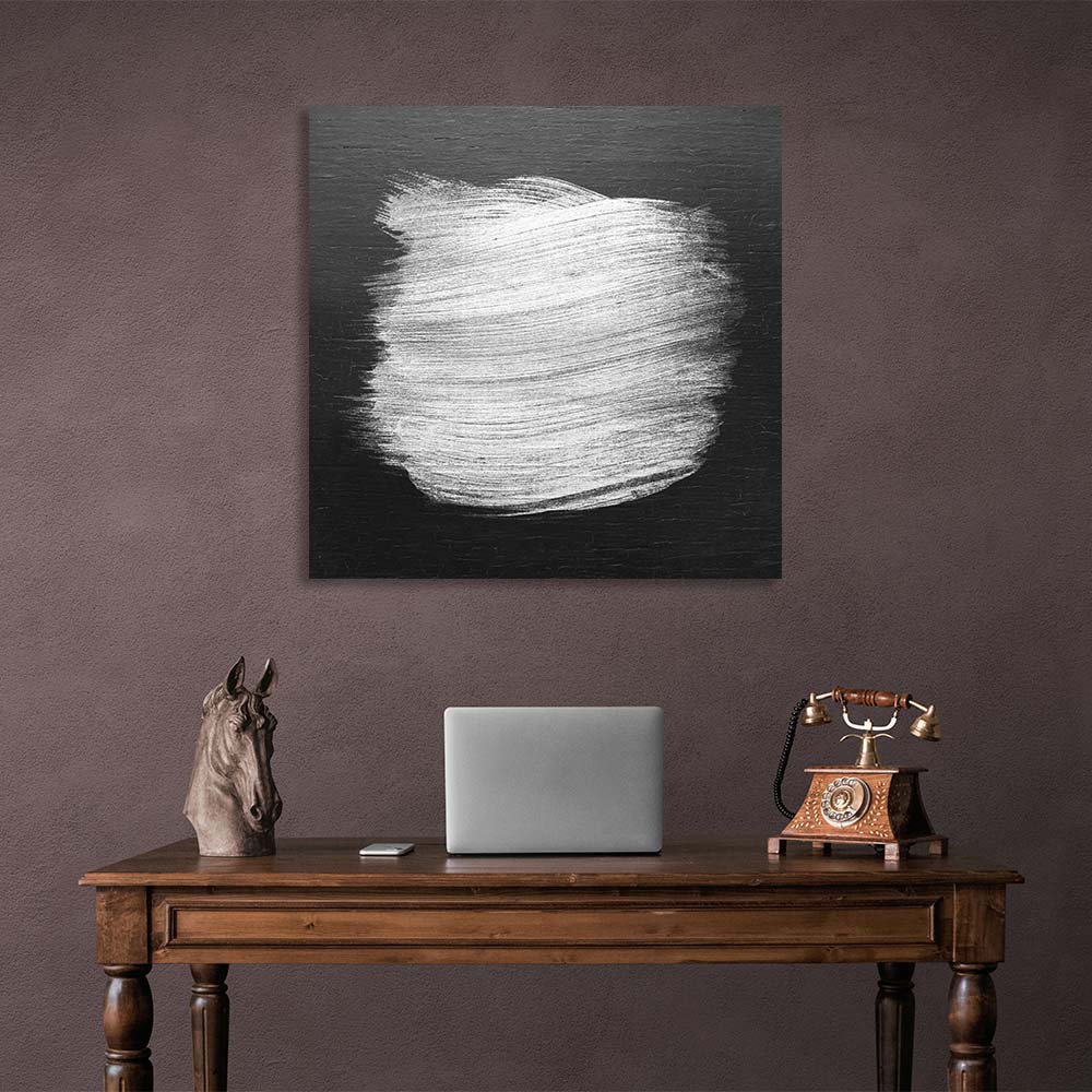 Silver strokes on a dark wood background Abstraction Canvas Wall Art Print