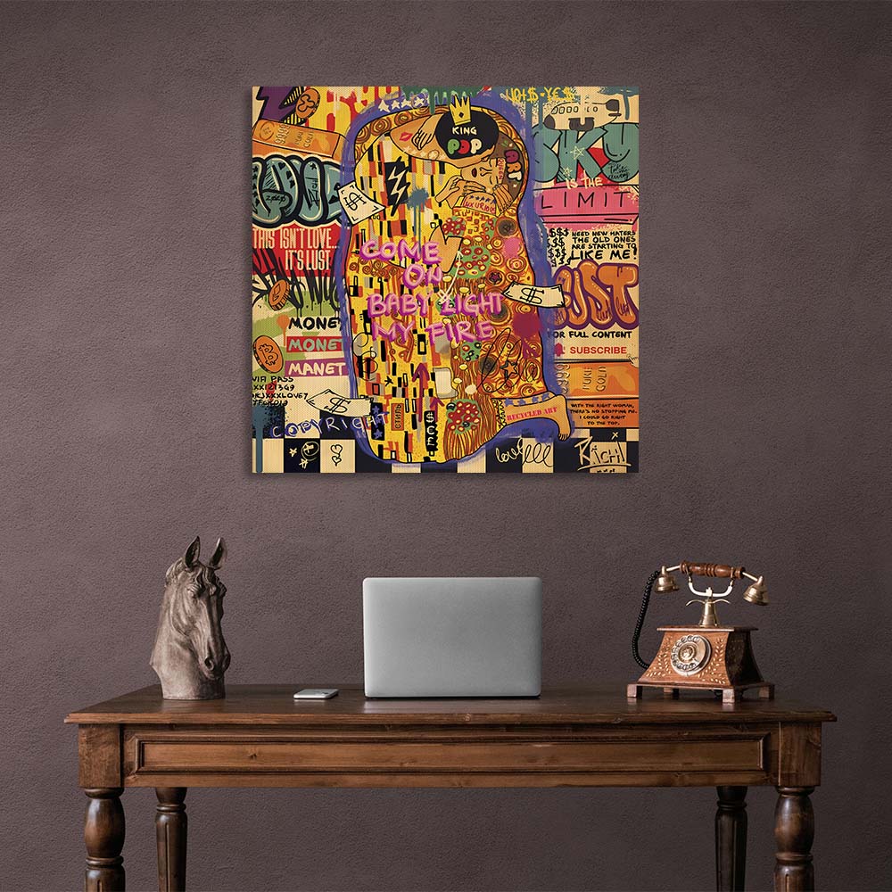 Pop art kiss Canvas Wall Art Print