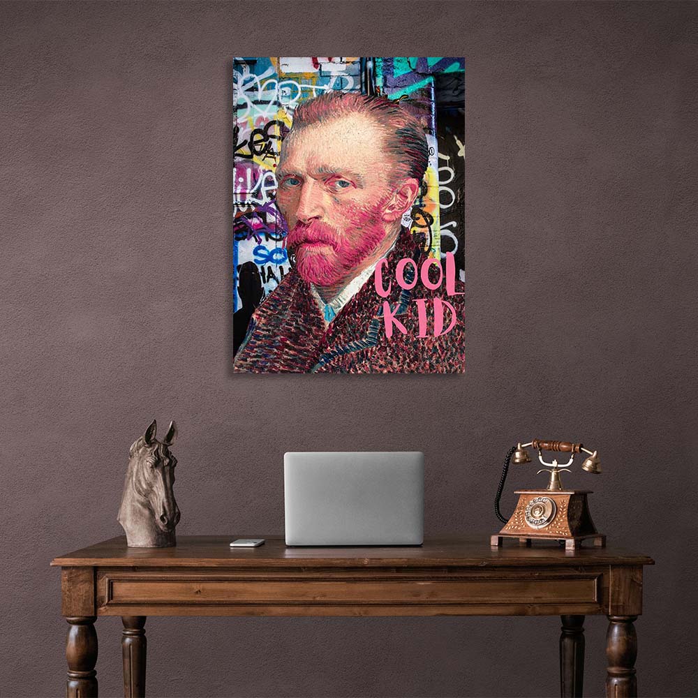 Canvas Wall Art Print Self-Portrait of Van Gogh on the background of graffiti