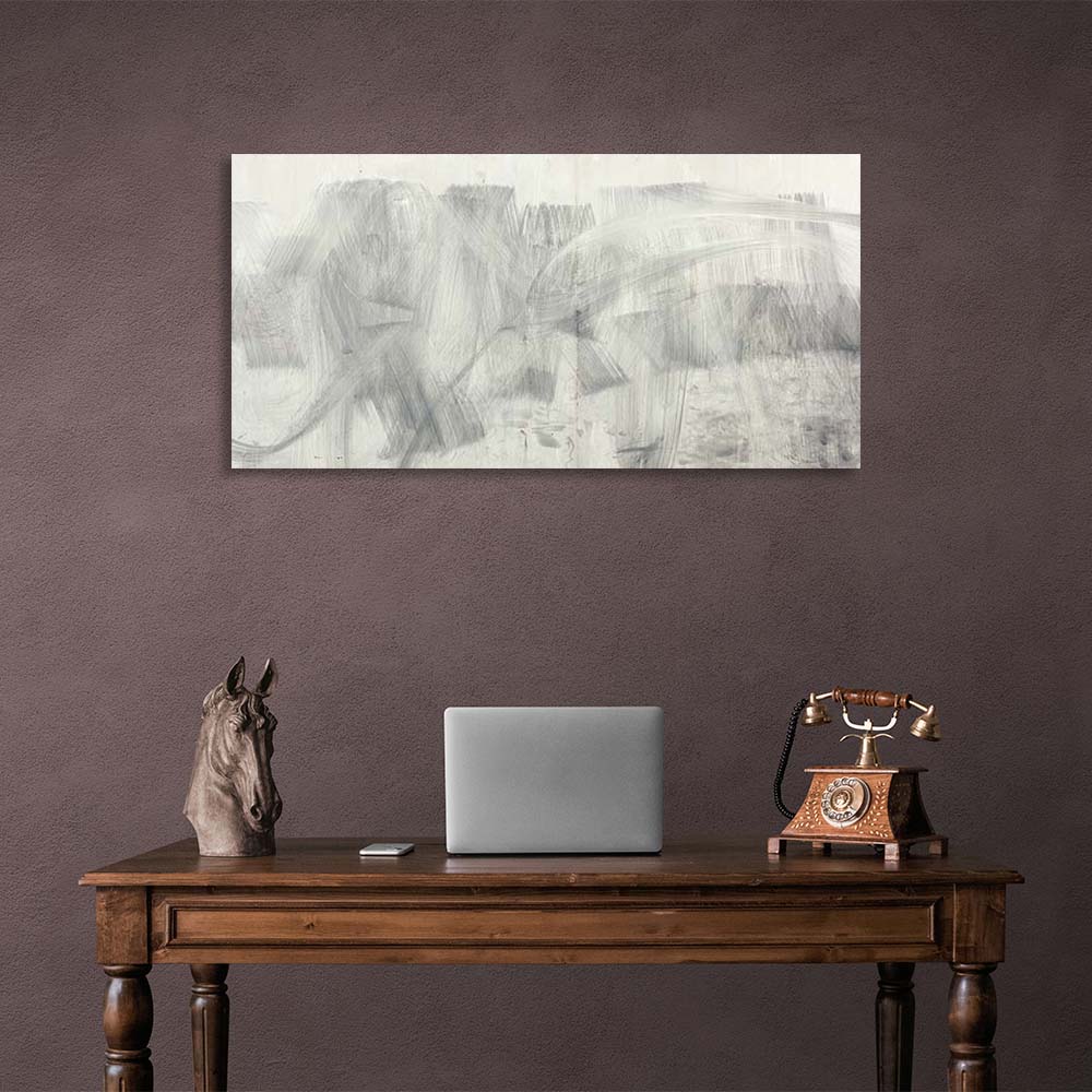 Abstraction Canvas Wall Art Print Abstract horizontal Gray brushstrokes