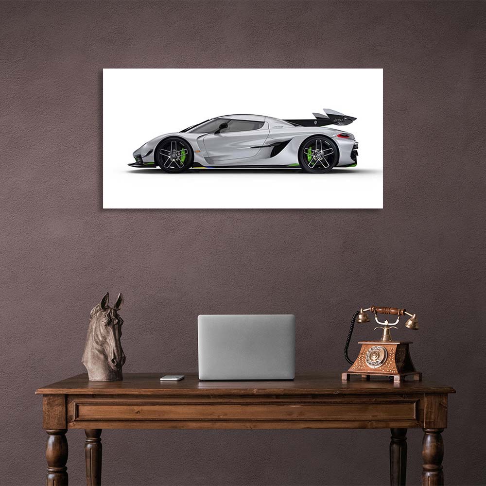 Leinwandbild, Wandbild, Auto, Koenigsegg Jesko, weiß