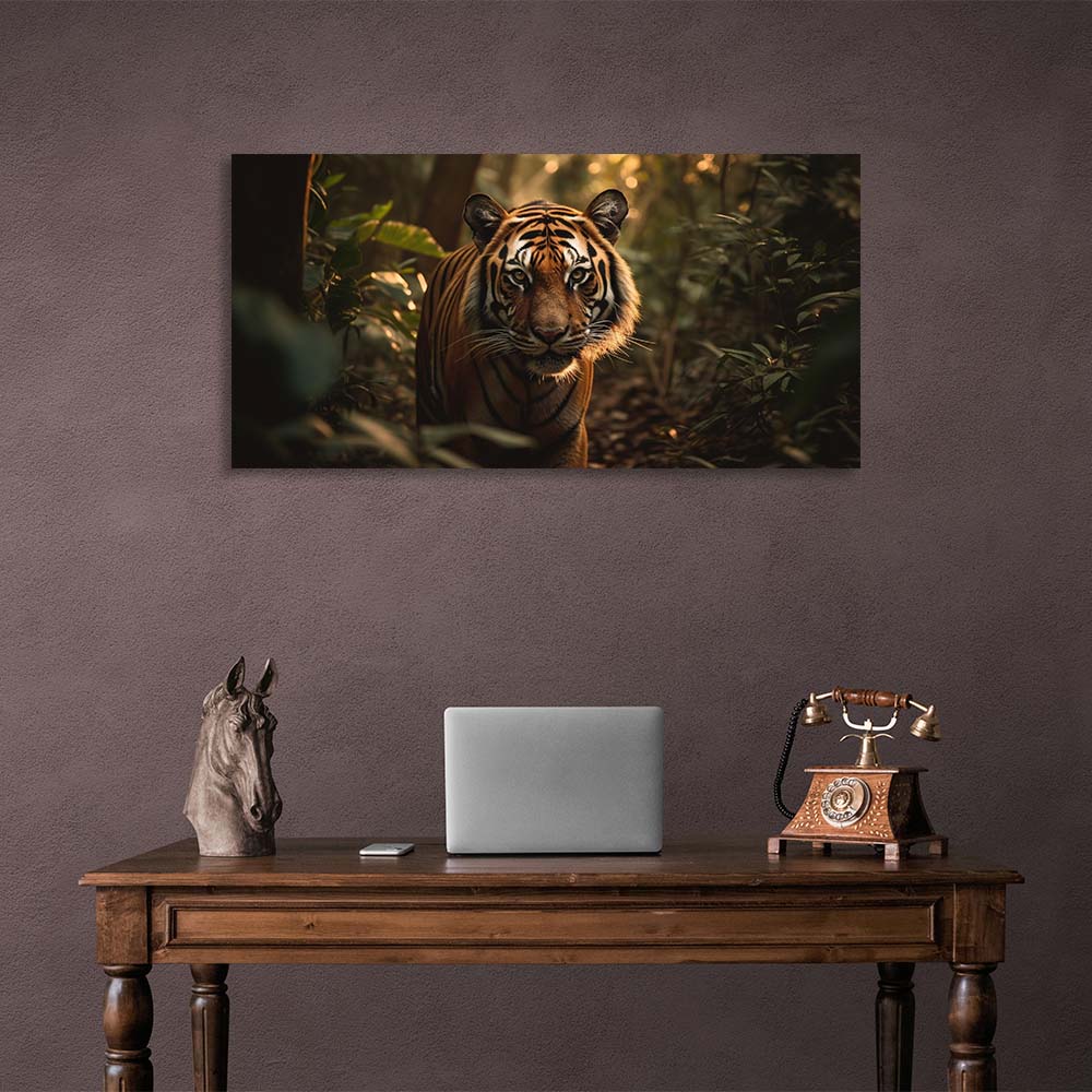 Kunstdruck auf Leinwand mit Tiger im Dschungel