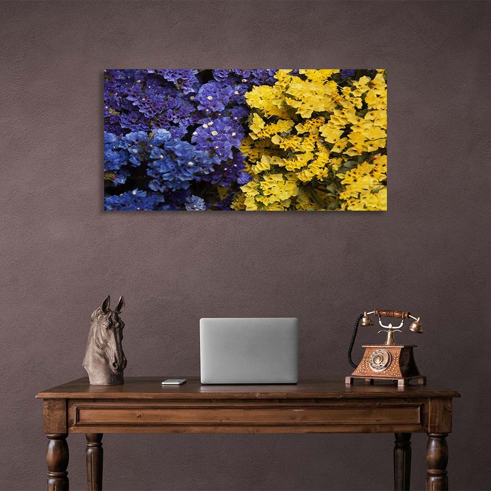 Canvas Wall Art Print Blue-yellow flowers