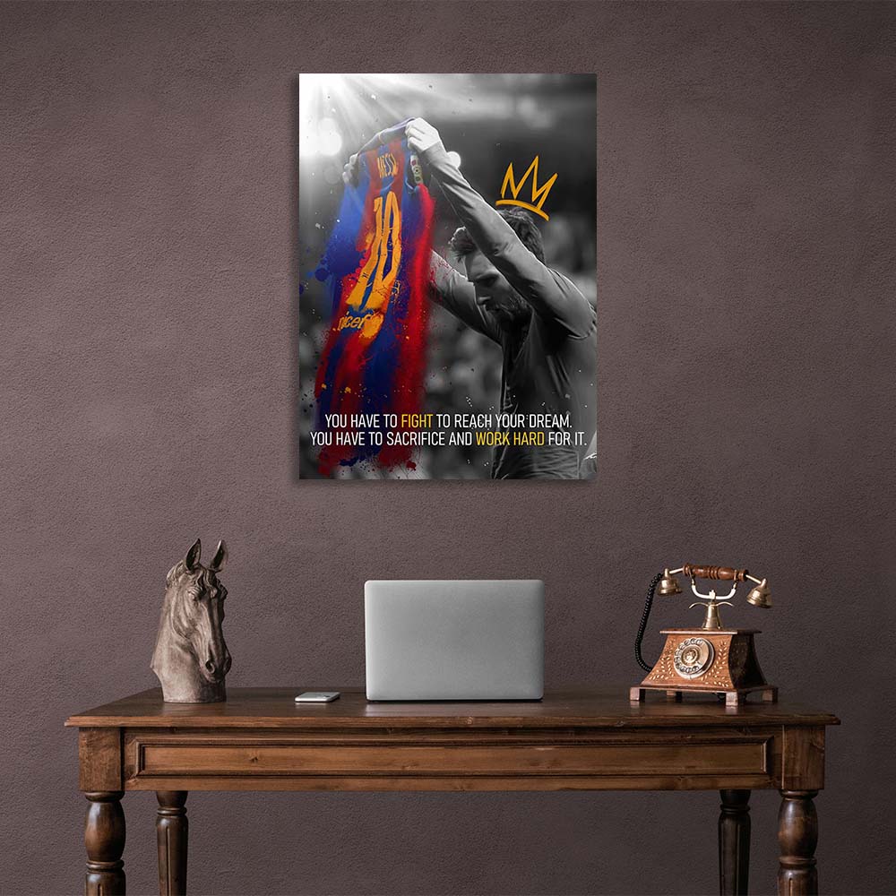 Soccer player Lionel Messi quote Motivational Canvas Wall Art Print