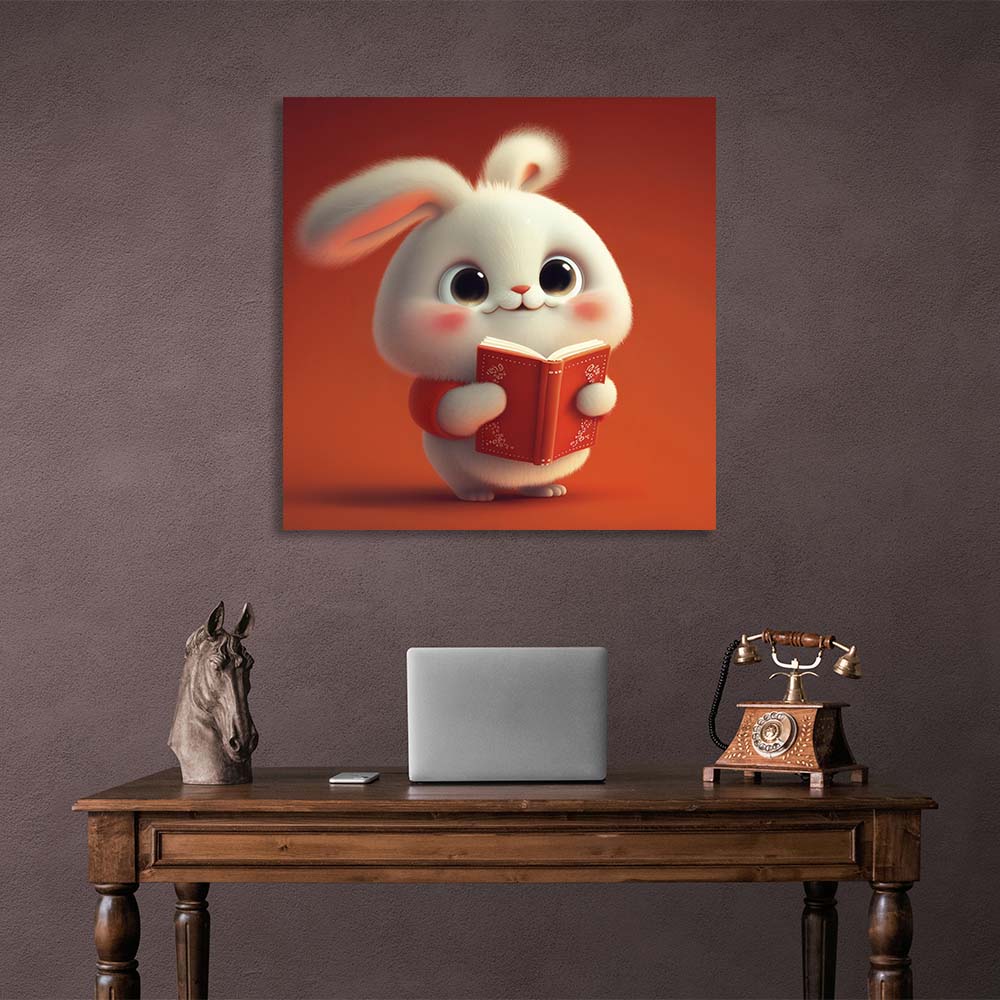 To the children's room Bunny with a book Canvas Wall Art Print