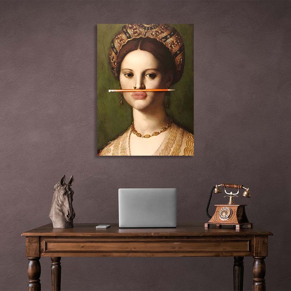 Kunstdruck auf Leinwand, Lady Medici mit Bleistift