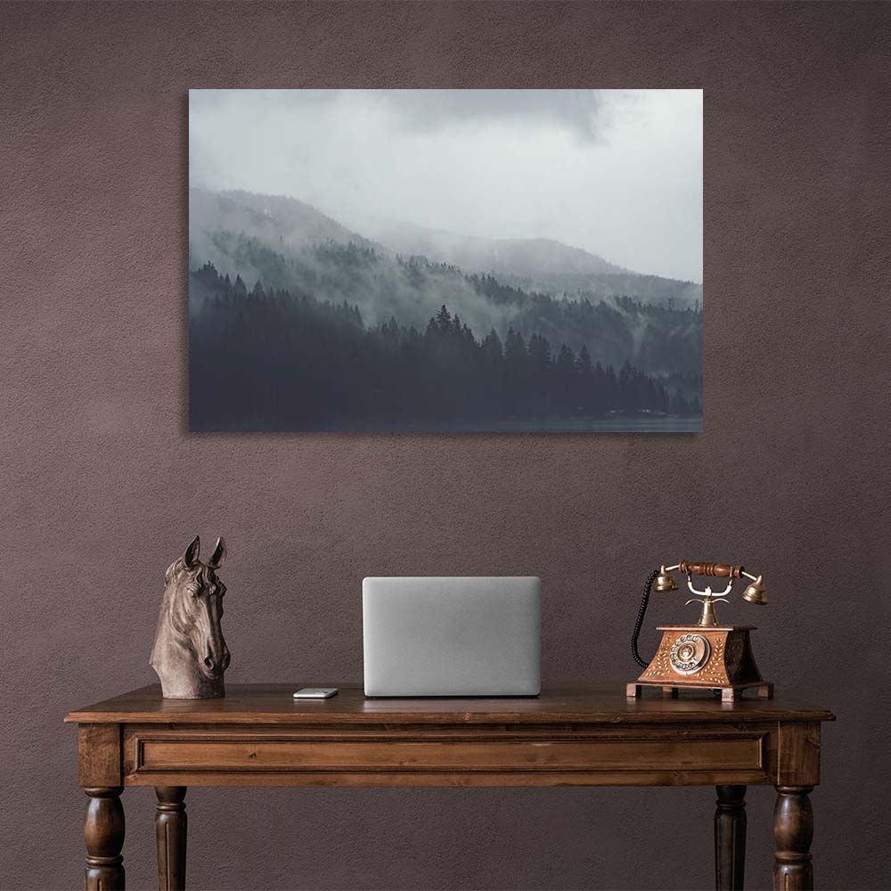 Canvas Wall Art Print Fog coming down from the mountains