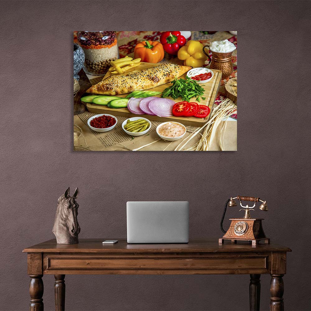 For the kitchen bread and vegetables Canvas Wall Art Print For Kitchen