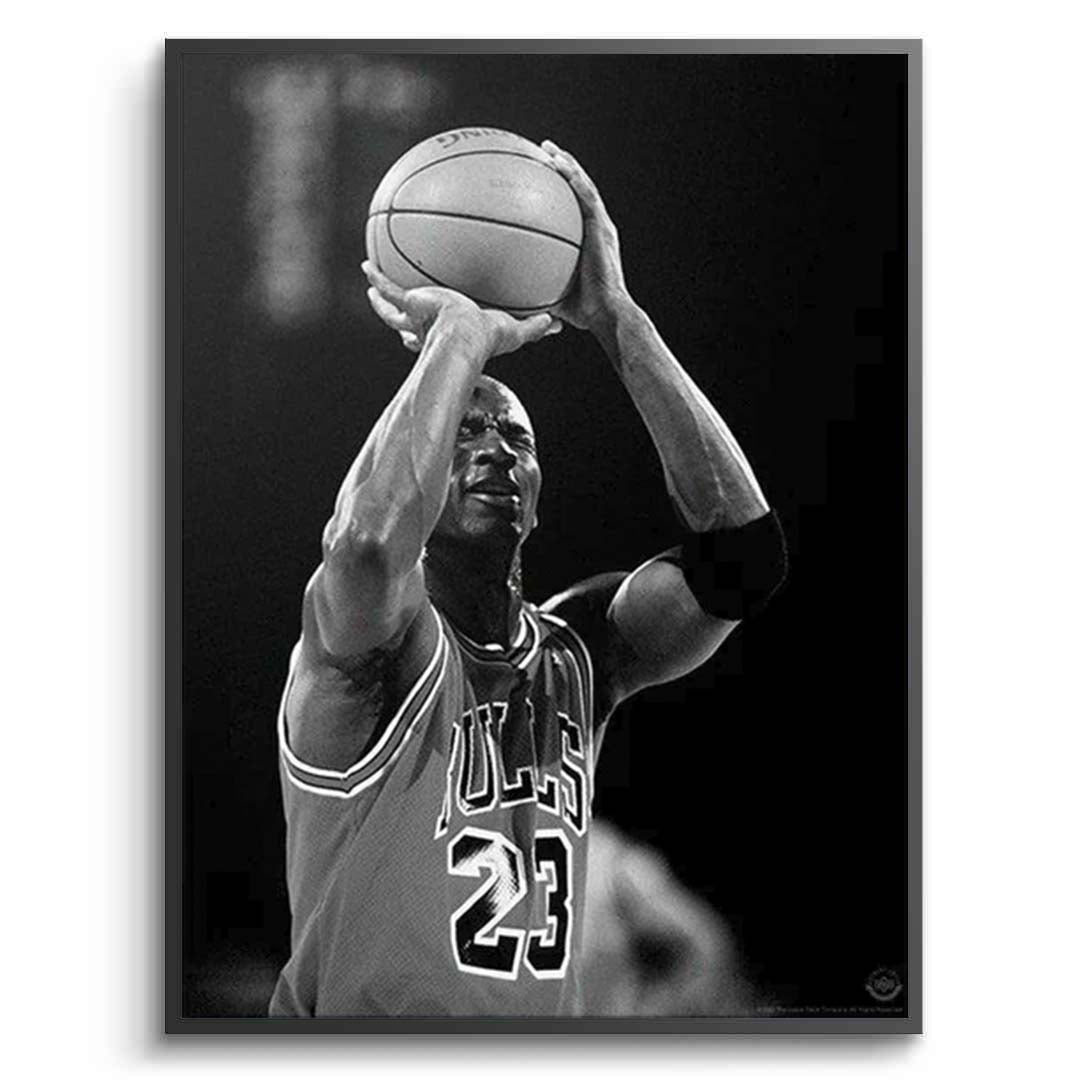 Michael Jordan: Iconic Shot Black & White Canvas Wall Art