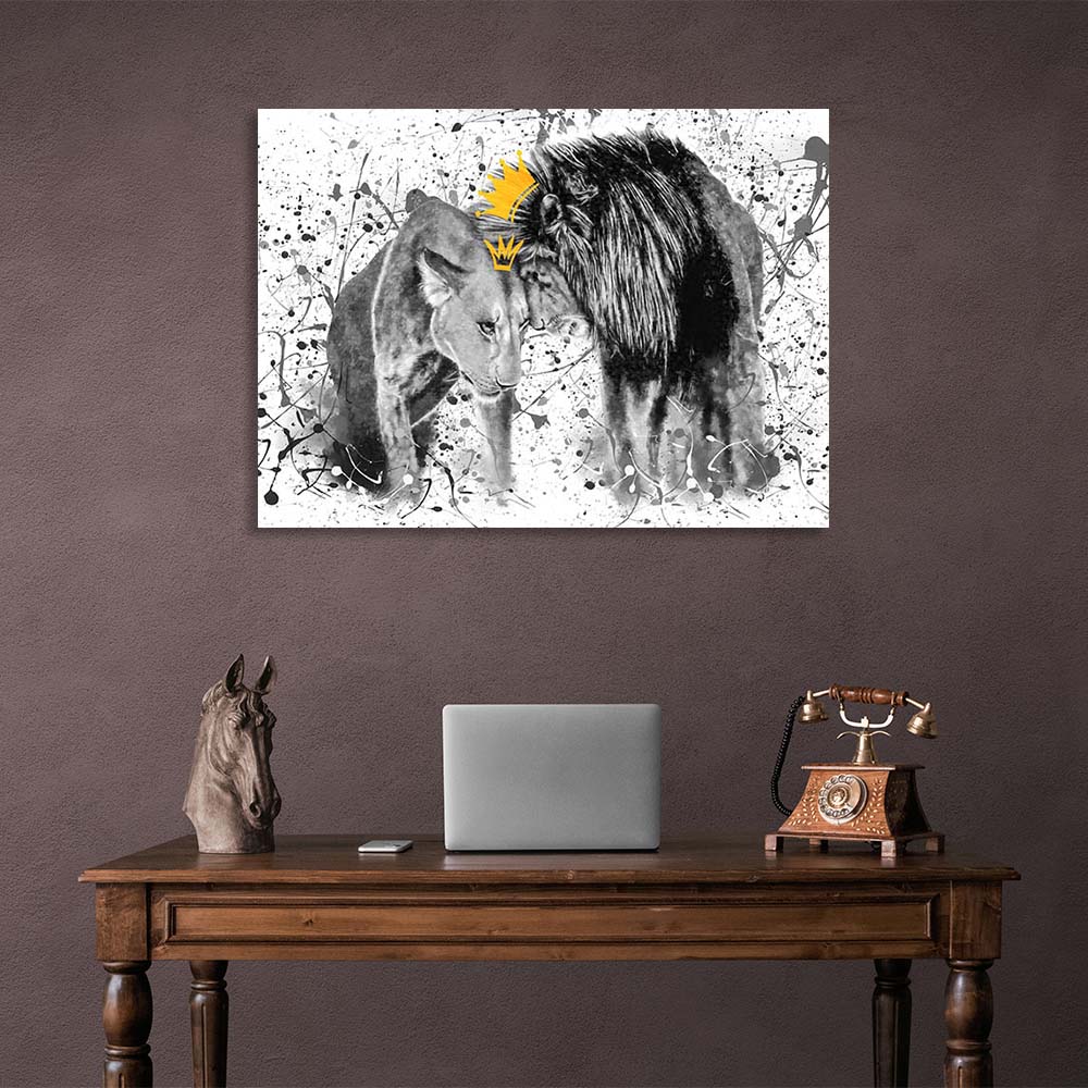 A lioness and a lion Canvas Wall Art Print For Bedroom