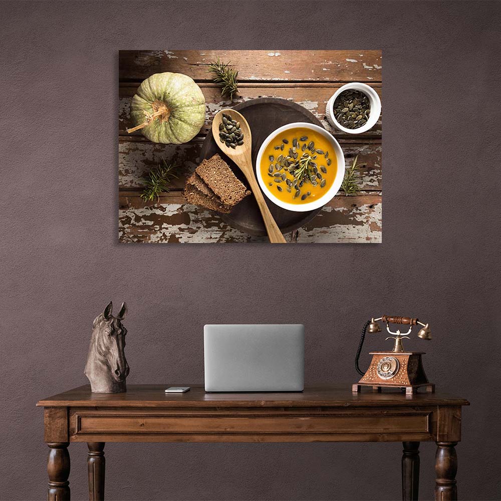 Canvas Wall Art Print For Kitchen Pumpkin soup