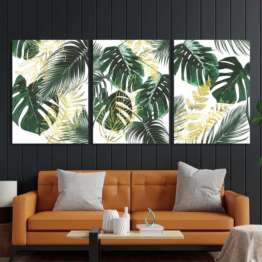 Multi Panel Canvas Wall Art Print Tropical Leaves