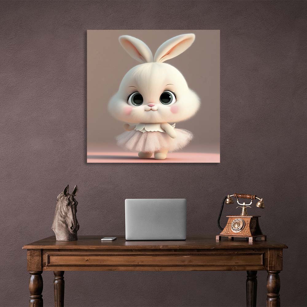 In the children's room Bunny in a dress Canvas Wall Art Print