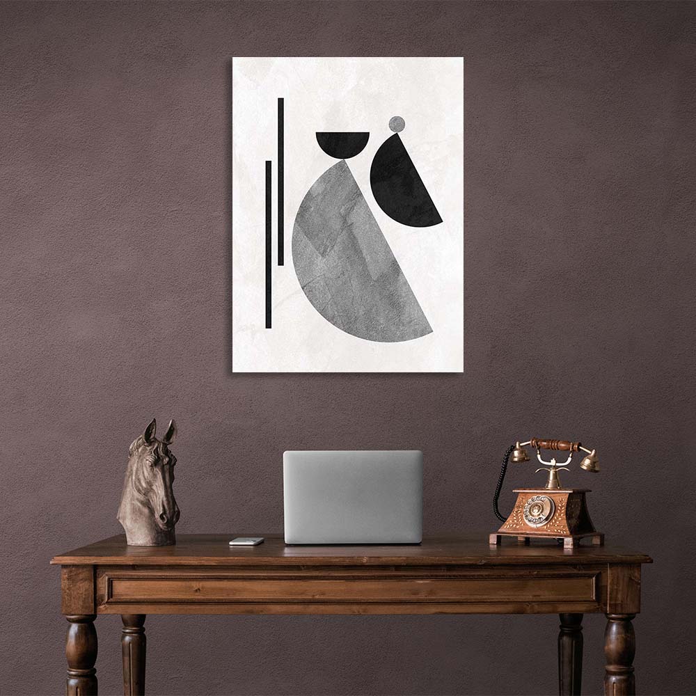 Abstraction Canvas Wall Art Print Gray and black geometric figures