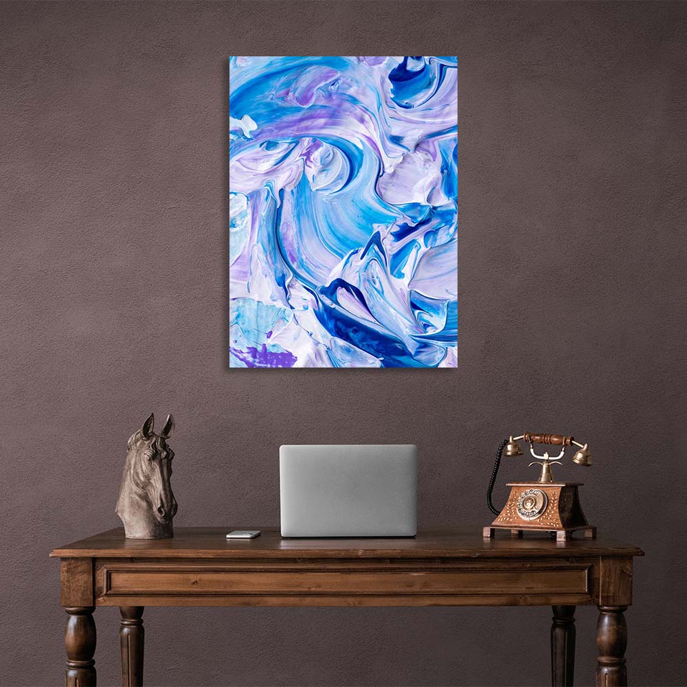 Abstraction Canvas Wall Art Print Blue-purple paint splashes