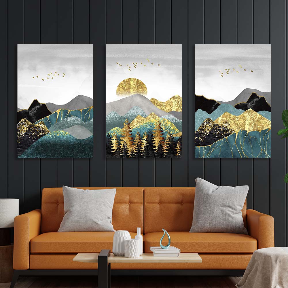 Multi Panel Canvas Wall Art Print Abstract hills