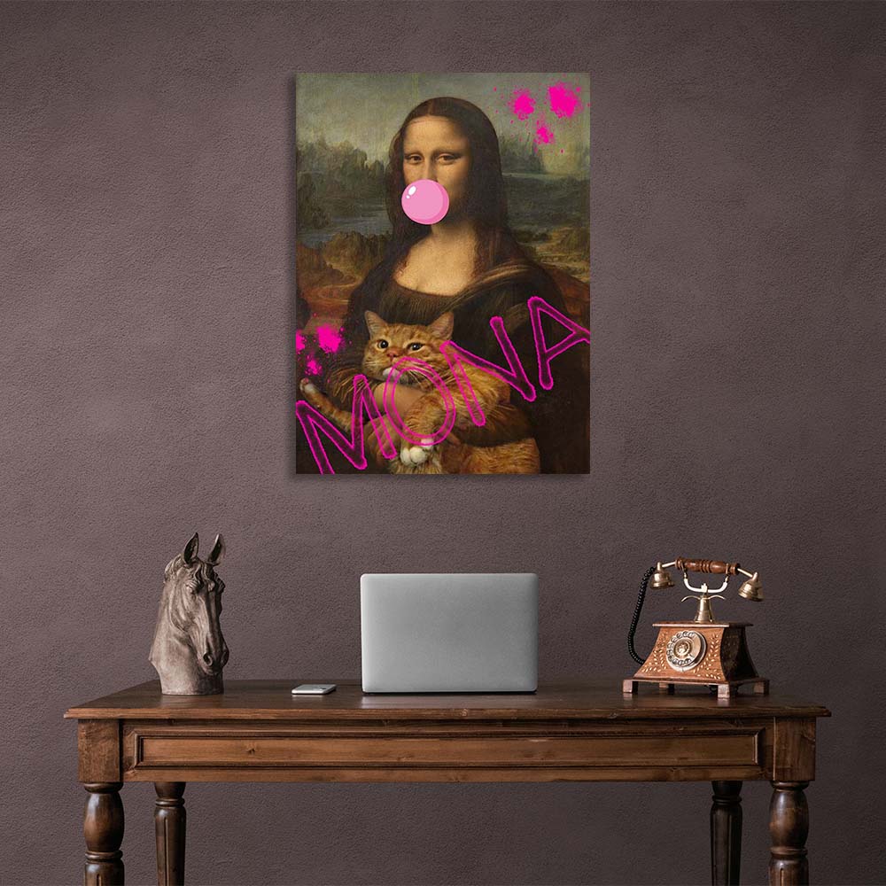 Canvas Wall Art Print Mona with a red cat