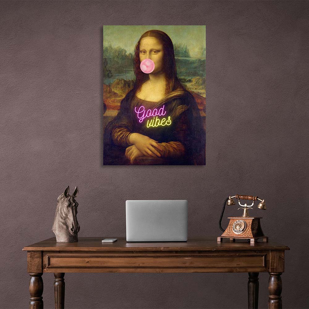 Kunstdruck auf Leinwand, Mona Lisa. Gute Stimmung