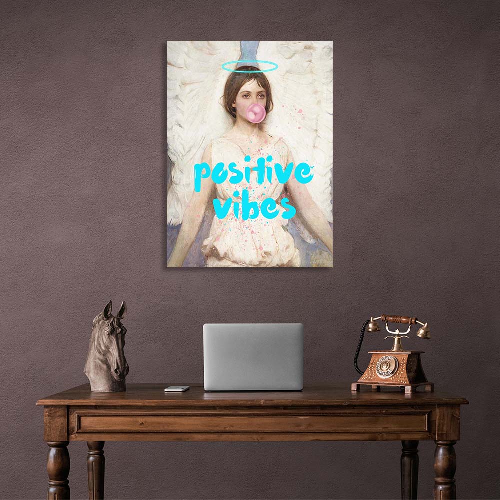 Canvas Wall Art Print Angel with gum. Positive vibes