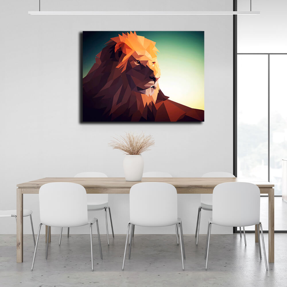 Geometric lion Canvas Wall Art Print