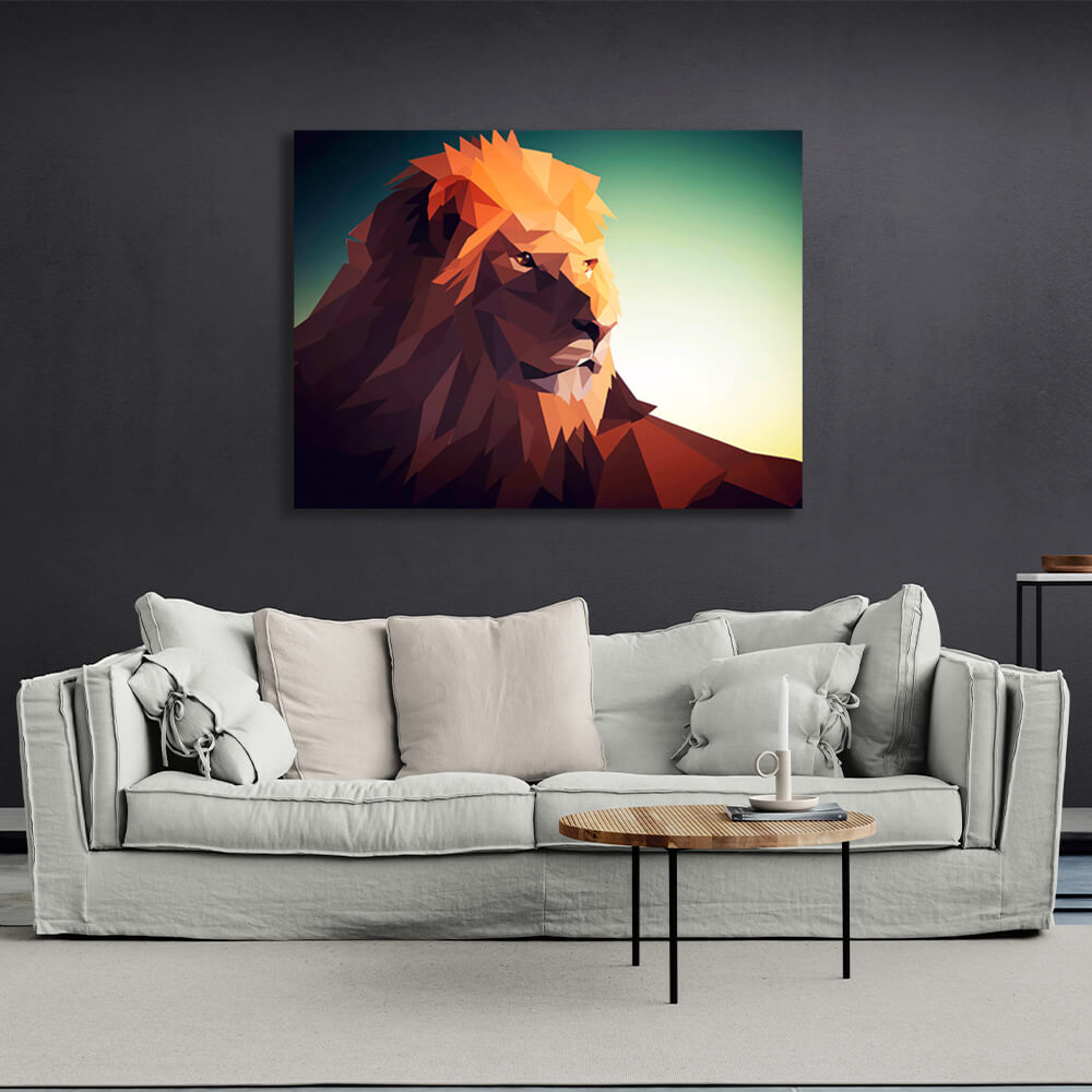 Geometric lion Canvas Wall Art Print