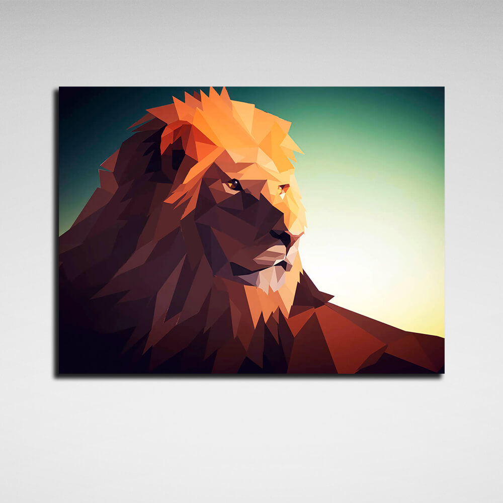 Geometric lion Canvas Wall Art Print