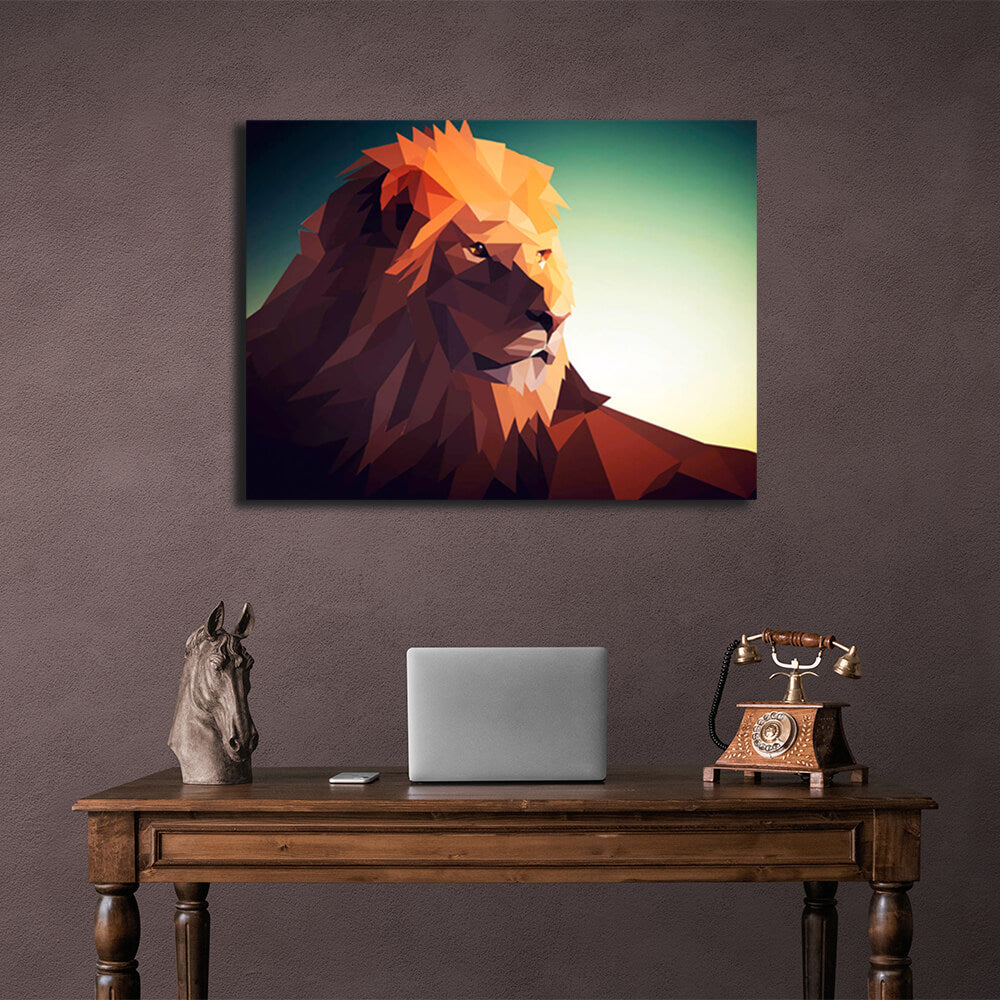 Geometric lion Canvas Wall Art Print