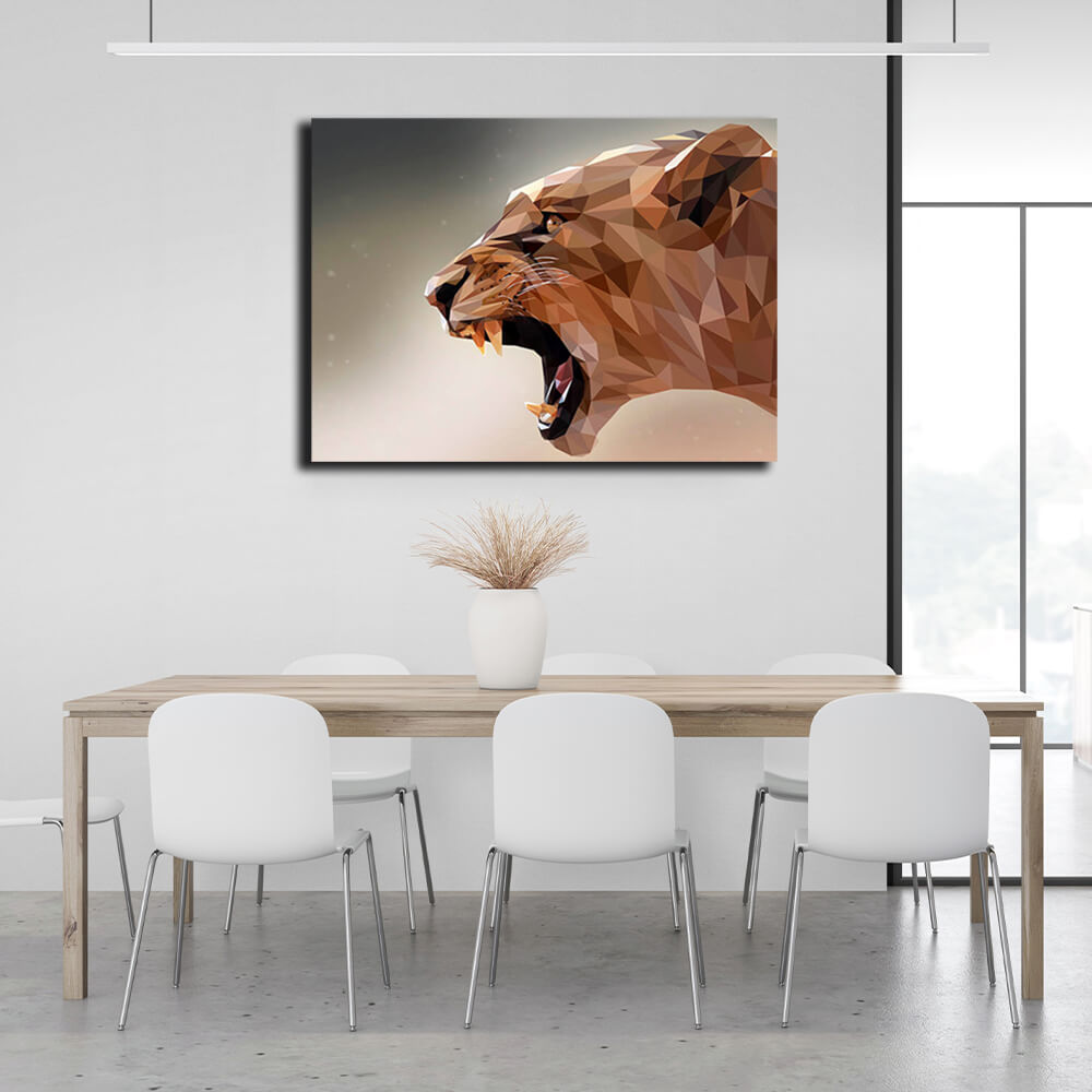 Lioness geometric Canvas Wall Art Print