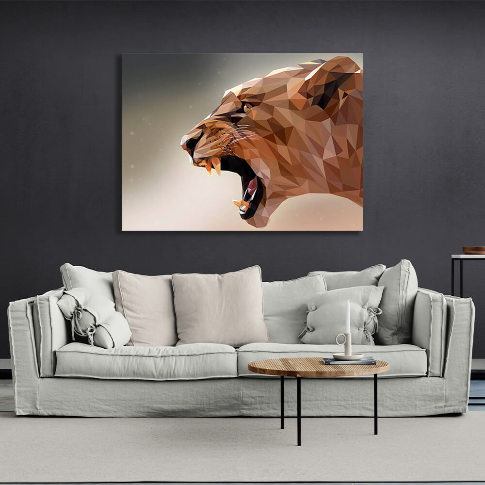 Lioness geometric Canvas Wall Art Print