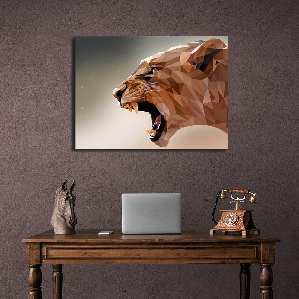 Lioness geometric Canvas Wall Art Print