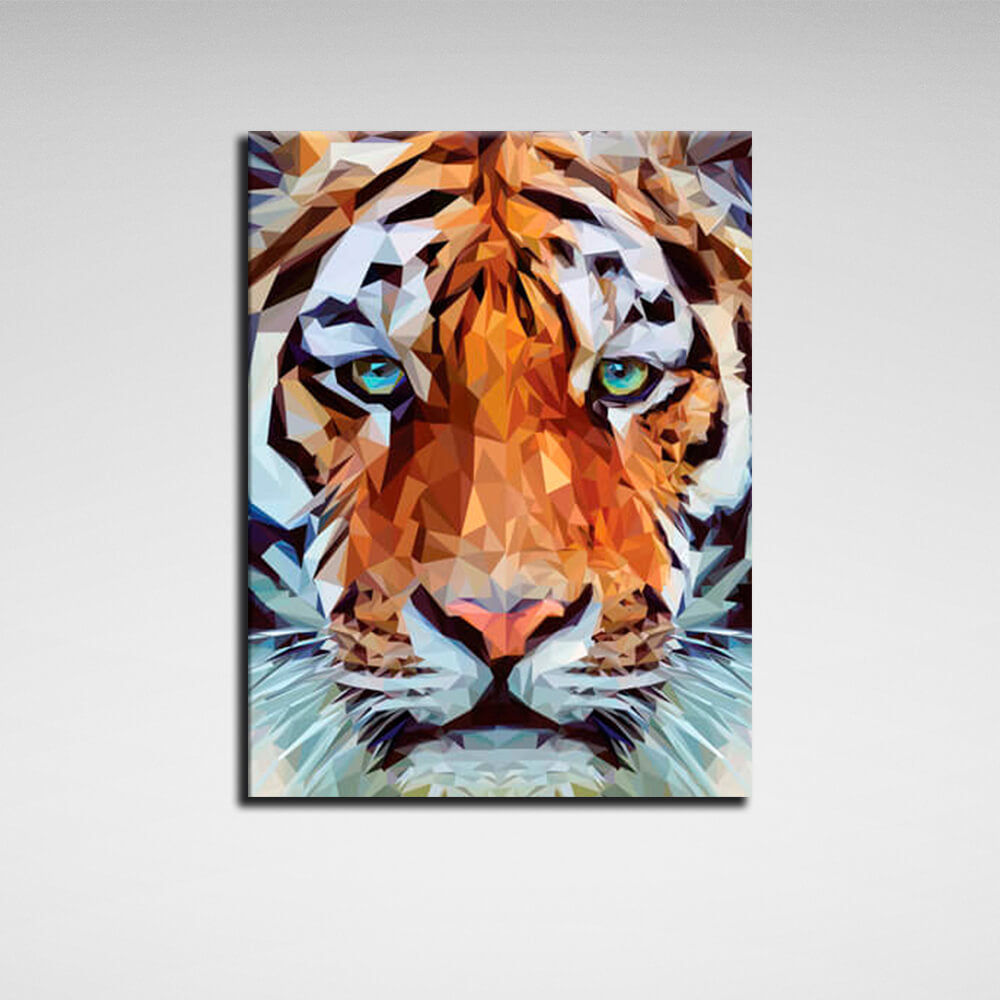 Strong lion geometric Canvas Wall Art Print