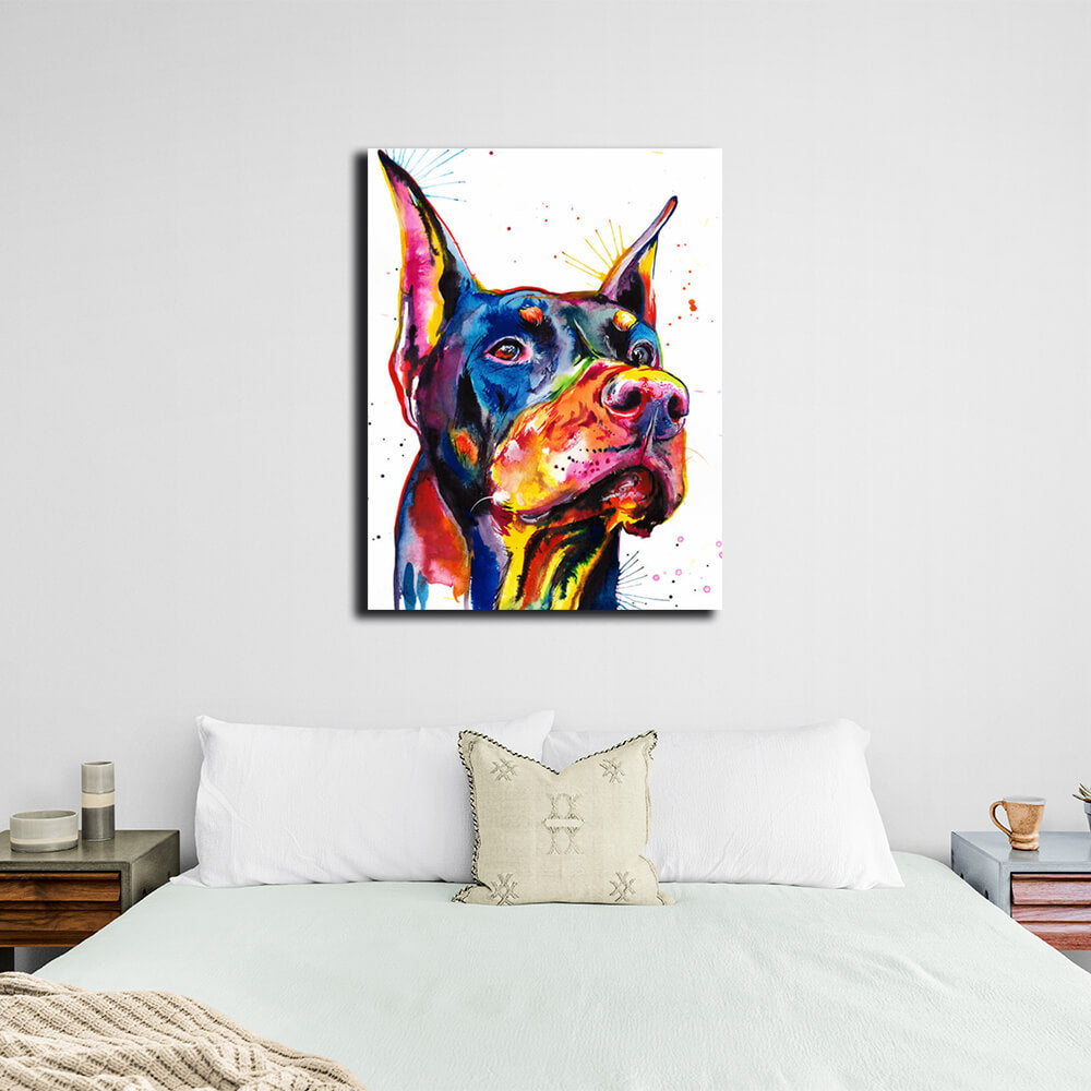 Kunstdruck auf Leinwand mit Dobermann-Motiv