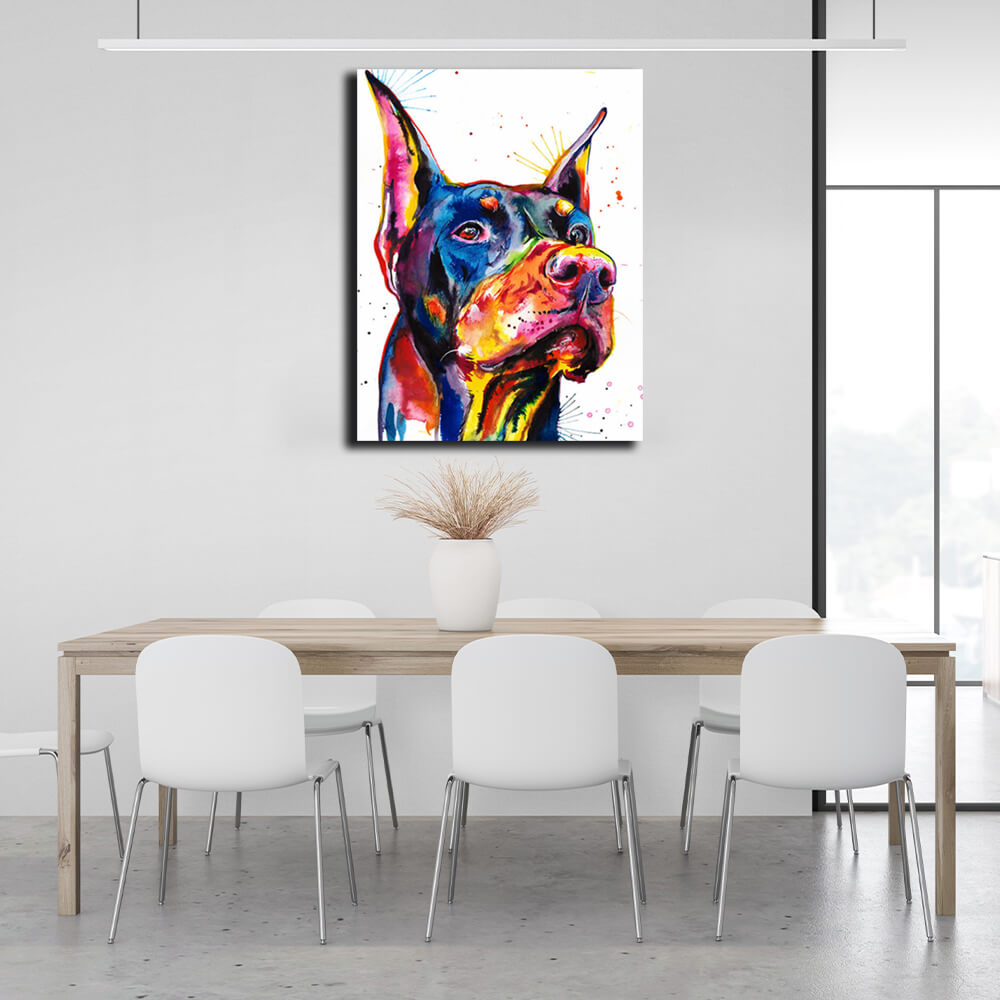 Kunstdruck auf Leinwand mit Dobermann-Motiv