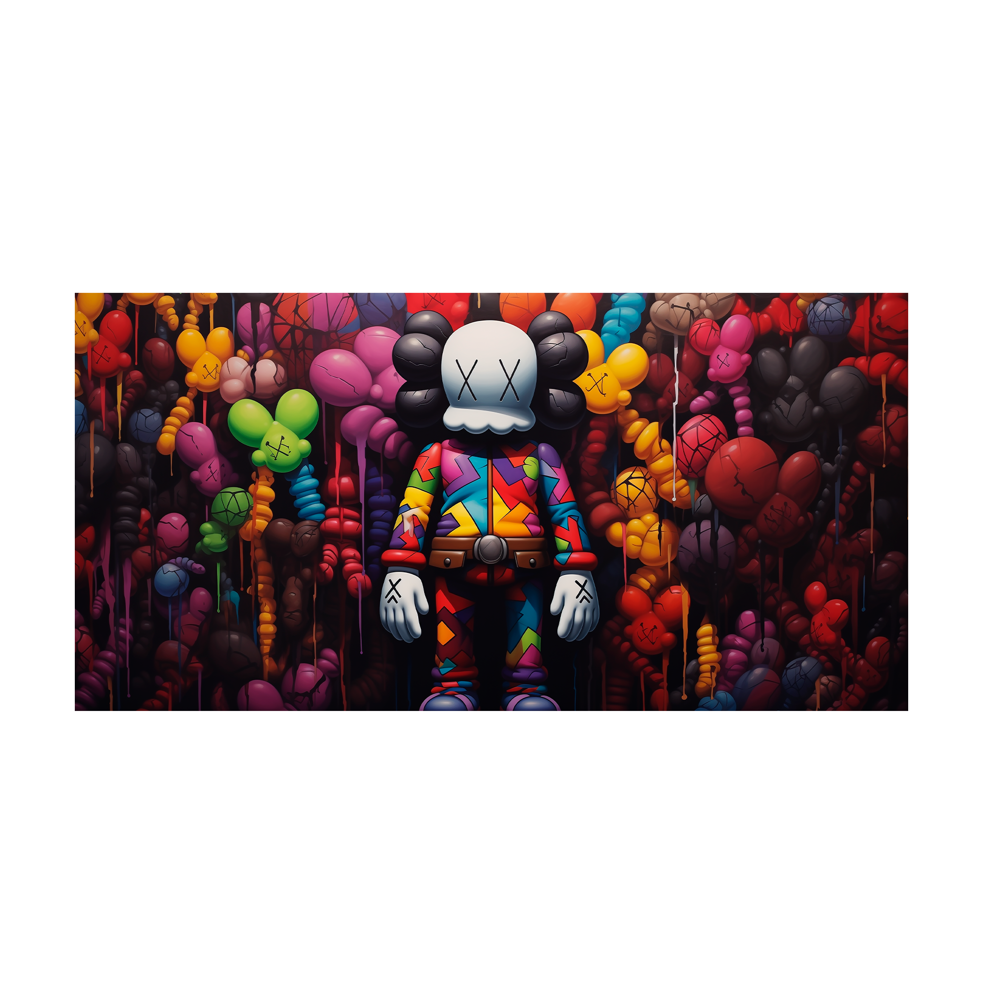 Colorful Bearbrick Wonderland Canvas Art - Vibrant Urban Scene for Contemporary Interiors