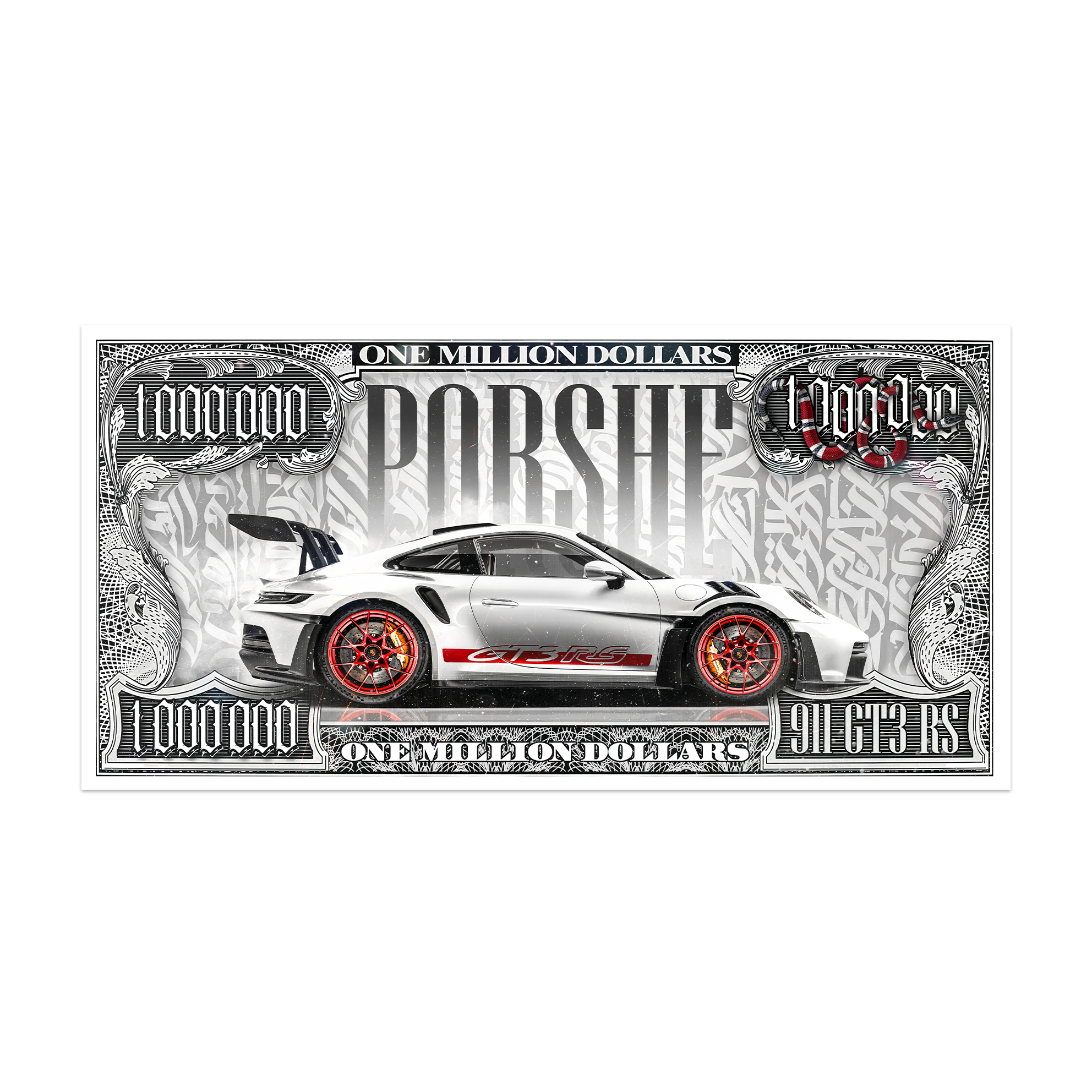 Porsche 911 GT3 RS Million Dollar Canvas Poster - Supercar Wall Art