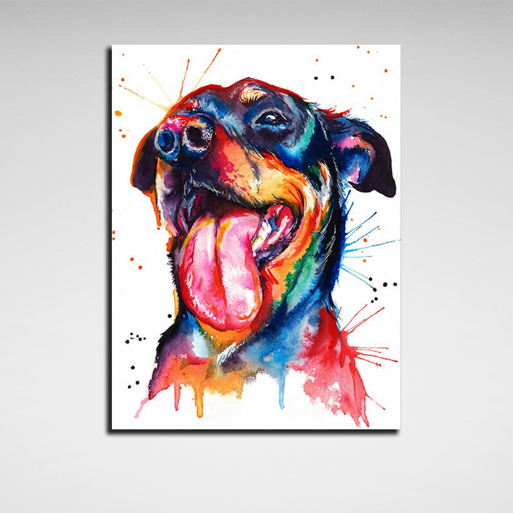 Kunstdruck auf Leinwand, Motiv: Rottweiler