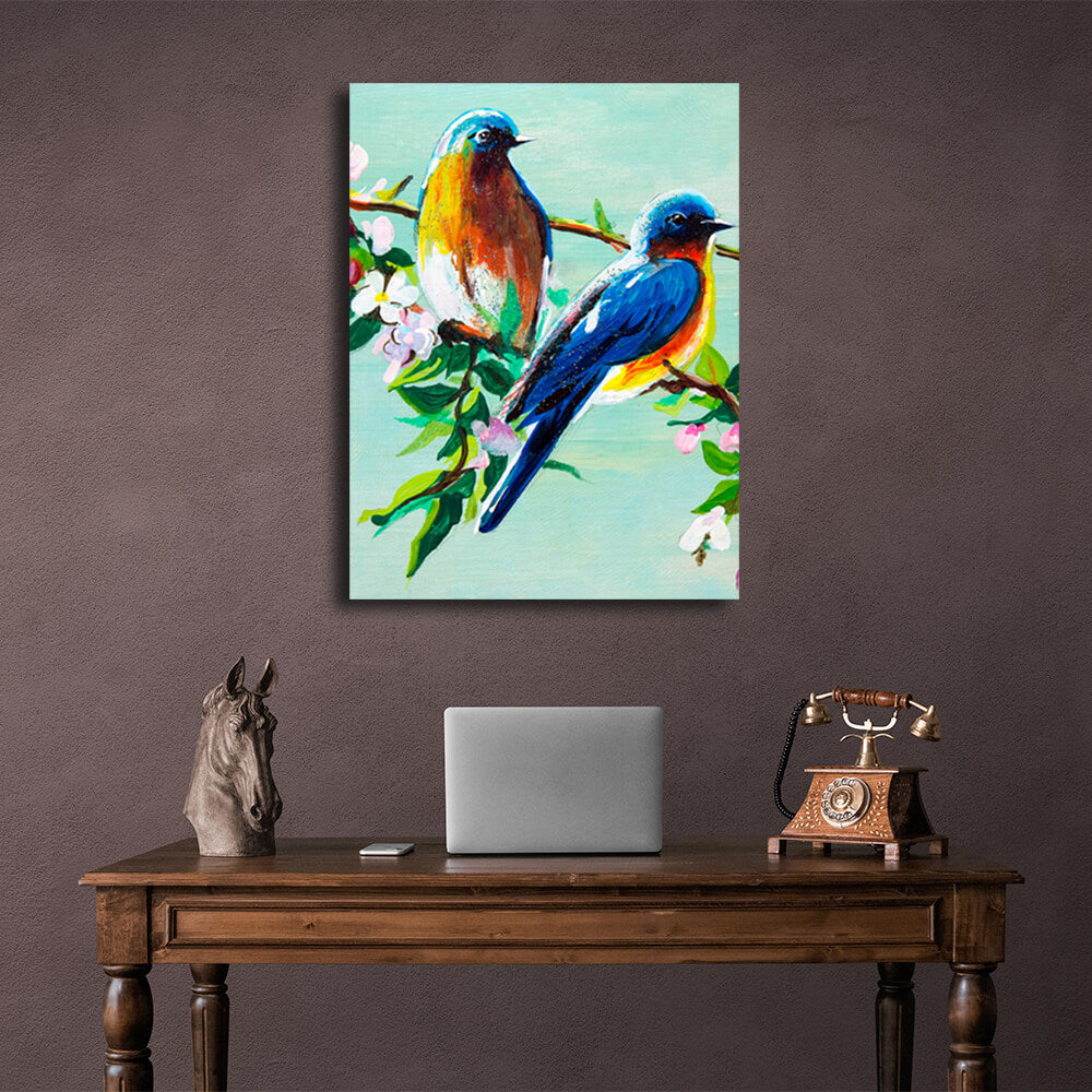 For the house Bluebirds Canvas Wall Art Print