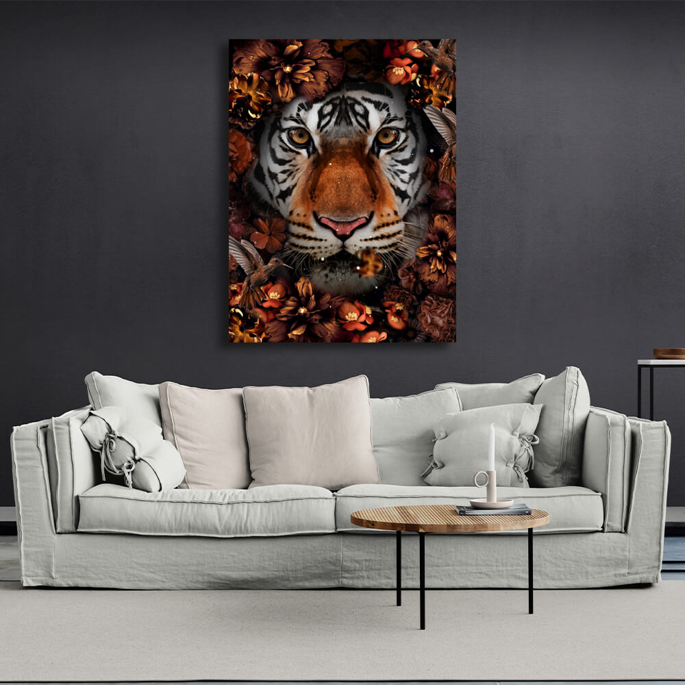 A tiger in colors Canvas Wall Art Print