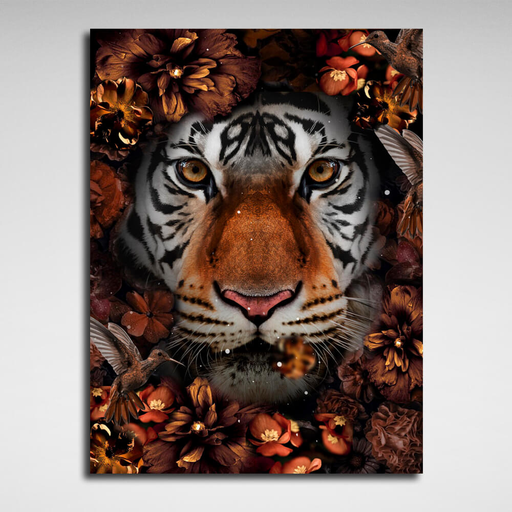 Kunstdruck auf Leinwand „Ein Tiger in Farben“